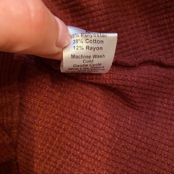 WILT TOP DARK RED WAFFLE V-NECK LONG SLEEVE HIGH LOW HEM SIZE M - Picture 12 of 12